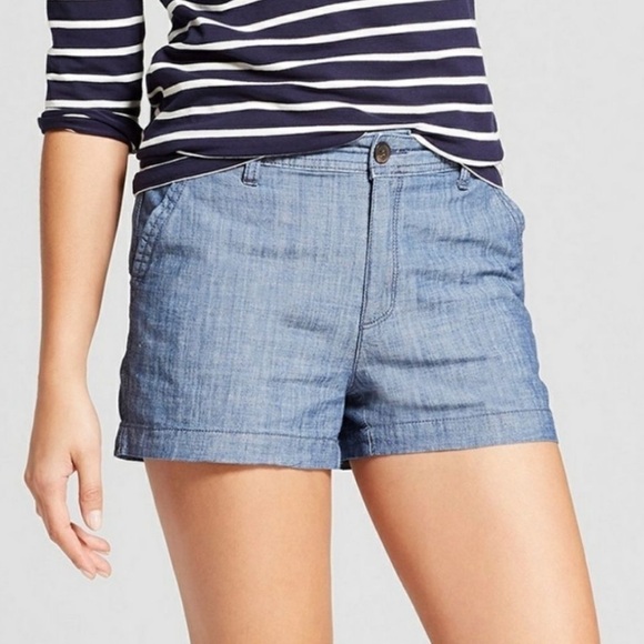 a new day Pants - {A New Day} Chambray Shorts in Blue - Womens 4